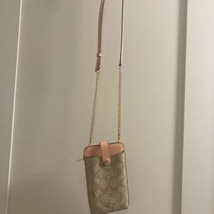 Authentic Coach phone crossbody in signature canvas